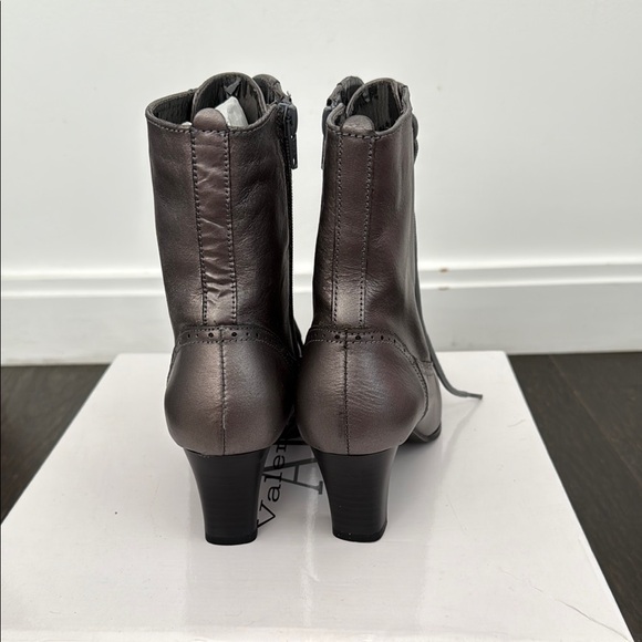 Elegant Pewter Lace-Up Ankle Boots - Picture 6 of 13